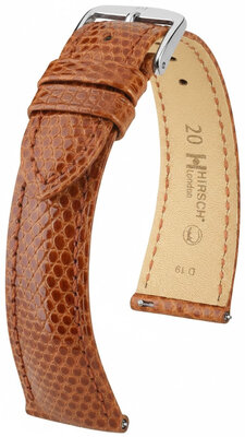 Correa de cuero Hirsch London L 04266070-2, marrón, piel de lagarto, longitud L, Quick Release