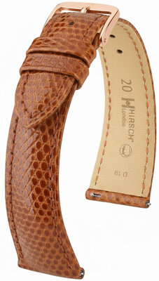 correa de cuero Hirsch London L 04266070-7, marrón, piel de lagarto, longitud L, Quick Release