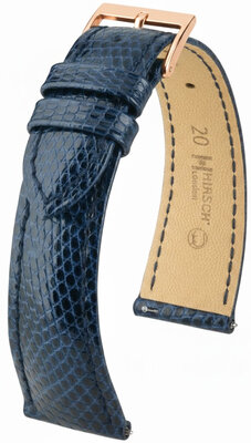 Correa de cuero Hirsch London L 04266080-7, azul, piel de lagarto, longitud L, Quick Release