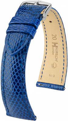 Correa de cuero Hirsch London L 04266085-2, azul, piel de lagarto, longitud L, Quick Release