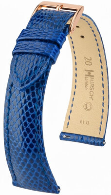correa de cuero Hirsch London L 04266085-7, azul, piel de lagarto, longitud L, Quick Release