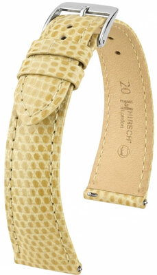 correa de cuero Hirsch London L 04266090-2, beige, piel de lagarto, longitud L, Quick Release