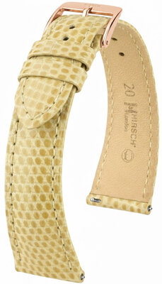 correa de cuero Hirsch London L 04266090-7, beige, piel de lagarto, longitud L, Quick Release