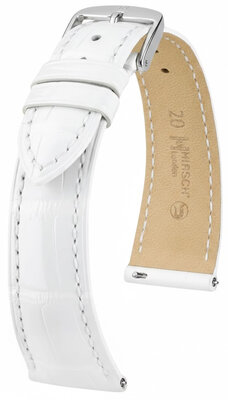 correa de cuero Hirsch London L 04307000-2, blanco, piel de aligátor, longitud L, Quick Release