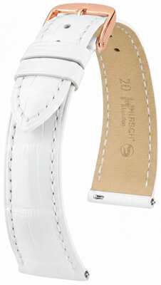 correa de cuero Hirsch London L 04307000-7, blanco, piel de aligátor, longitud L, Quick Release