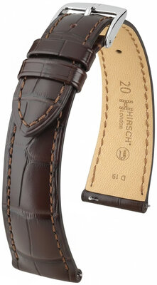 correa de cuero Hirsch London L 04307017-2, marrón, piel de aligátor, longitud L, Quick Release