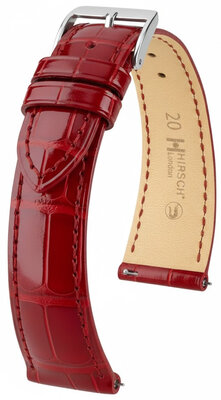 Correa de cuero Hirsch London L 04307020-2, rojo, piel de aligátor, longitud L, Quick Release