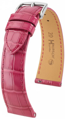 correa de cuero Hirsch London L 04307024-2, rosa, piel de aligátor, longitud L, Quick Release