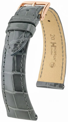 correa de cuero Hirsch London L 04307030-7, gris, piel de aligátor, longitud L, Quick Release