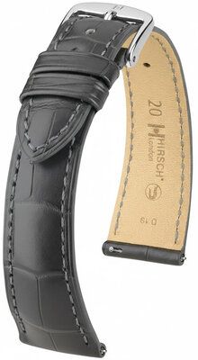 Correa de cuero Hirsch London L 04307039-2, gris, piel de aligátor, longitud L, Quick Release