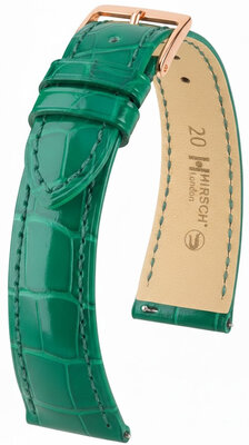 Correa de cuero Hirsch London L 04307040-7, verde, piel de aligátor, longitud L, Quick Release