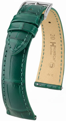 correa de cuero Hirsch London L 04307049-2, verde, piel de aligátor, longitud L, Quick Release