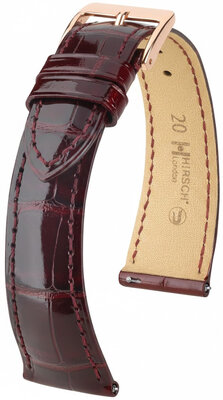 Correa de cuero Hirsch London L 04307060-7, rojo, piel de aligátor, longitud L, Quick Release