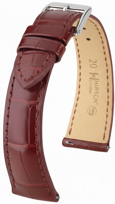 Correa de cuero Hirsch London L 04307069-2, rojo, piel de aligátor, longitud L, Quick Release