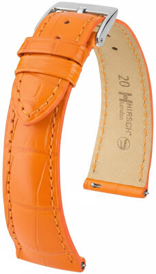 Correa de cuero Hirsch London L 04307076-2, naranja, piel de aligátor, longitud L, Quick Release