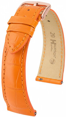 correa de cuero Hirsch London L 04307076-7, naranja, piel de aligátor, longitud L, Quick Release