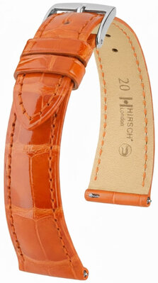 Correa de cuero Hirsch London L 04307077-2, naranja, piel de aligátor, longitud L, Quick Release