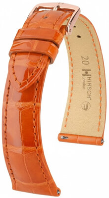 Correa de cuero Hirsch London L 04307077-7, naranja, piel de aligátor, longitud L, Quick Release