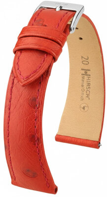 Correa de piel Hirsch Massai Ostrich 04262120-2, rojo, piel de avestruz, Quick Release