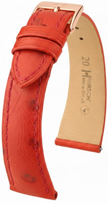 Correa de piel Hirsch Massai Ostrich 04262120-7, rojo, piel de avestruz, Quick Release