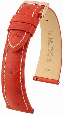 Correa de piel Hirsch Massai Ostrich 04262121-7, rojo, piel de avestruz, Quick Release