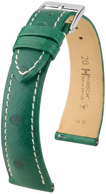 Correa de piel Hirsch Massai Ostrich 04262141-2, verde, piel de avestruz, Quick Release