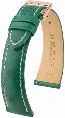 Correa de piel Hirsch Massai Ostrich 04262141-7, verde, piel de avestruz, Quick Release