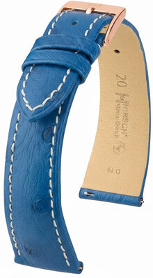 Correa de cuero Hirsch Massai Ostrich 04262184-7, azul, piel de avestruz, Quick Release