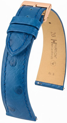 Correa de piel Hirsch Massai Ostrich 04262185-7, azul, piel de avestruz, Quick Release