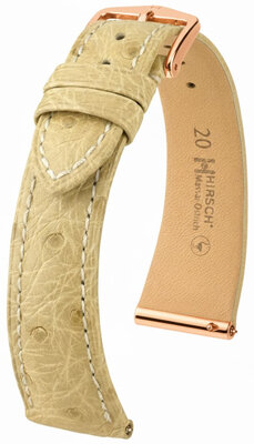Correa de piel Hirsch Massai Ostrich 04262190-7, beige, piel de avestruz, Quick Release