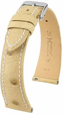 Correa de piel Hirsch Massai Ostrich 04262191-2, beige, piel de avestruz, Quick Release