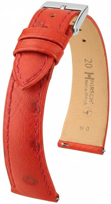 Correa de cuero Hirsch Massai Ostrich L 04262020-2, rojo, piel de avestruz, longitud L, Quick Release
