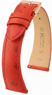 Correa de cuero Hirsch Massai Ostrich L 04262020-7, rojo, piel de avestruz, longitud L, Quick Release