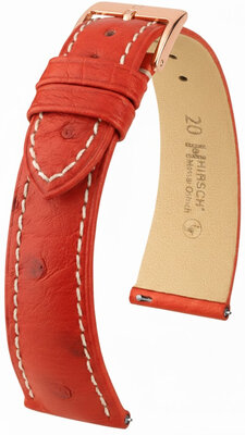 Correa de cuero Hirsch Massai Ostrich L 04262021-7, rojo, piel de avestruz, longitud L, Quick Release