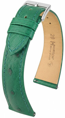 Correa de cuero Hirsch Massai Ostrich L 04262040-2, verde, piel de avestruz, longitud L, Quick Release