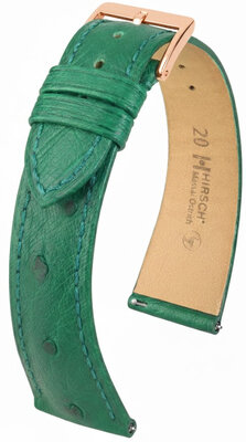 Correa de cuero Hirsch Massai Ostrich L 04262040-7, verde, piel de avestruz, longitud L, Quick Release