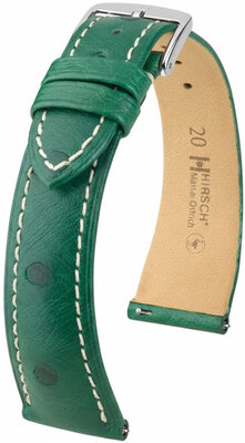 correa de cuero Hirsch Massai Ostrich L 04262041-2, verde, piel de avestruz, longitud L, Quick Release