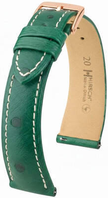 correa de cuero Hirsch Massai Ostrich L 04262041-7, verde, piel de avestruz, longitud L, Quick Release