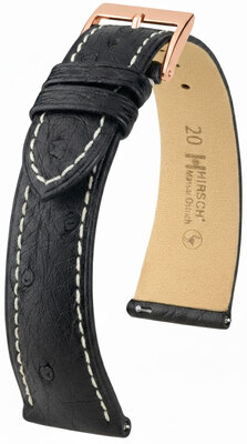 correa de cuero Hirsch Massai Ostrich L 04262051-7, negro, piel de avestruz, longitud L, Quick Release