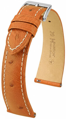 correa de cuero Hirsch Massai Ostrich L 04262071-2, marrón, piel de avestruz, longitud L, Quick Release