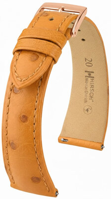 correa de cuero Hirsch Massai Ostrich L 04262075-7, marrón, piel de avestruz, longitud L, Quick Release
