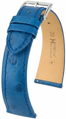 Correa de cuero Hirsch Massai Ostrich L 04262085-2, azul, piel de avestruz, longitud L, Quick Release