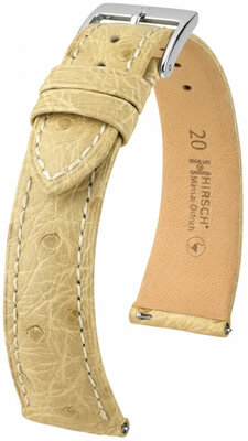 correa de cuero Hirsch Massai Ostrich L 04262090-2, beige, piel de avestruz, longitud L, Quick Release