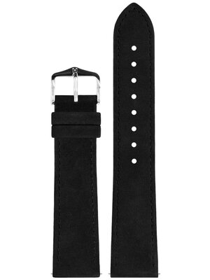 correa de cuero Hirsch Osiris Nubuk 03433150-2, negro, piel de ternera, longitud M, Quick Release