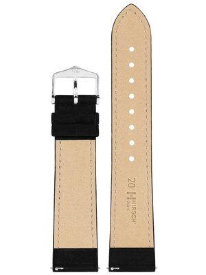 correa de cuero Hirsch Osiris Nubuk 03433150-2, negro, piel de ternera, longitud M, Quick Release