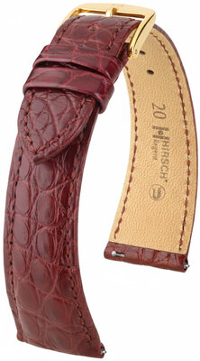 correa de cuero Hirsch Regent L 04107069-1, rojo, piel de aligátor, longitud L, Quick Release