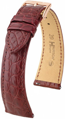Correa de cuero Hirsch Regent L 04107069-7, rojo, piel de aligátor, longitud L, Quick Release