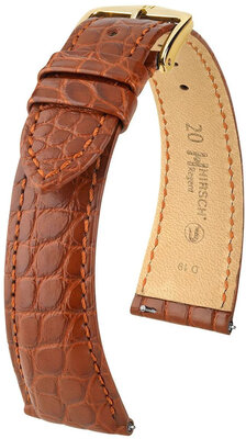 Correa de cuero Hirsch Regent L 04107079-1, naranja, piel de aligátor, longitud L, Quick Release