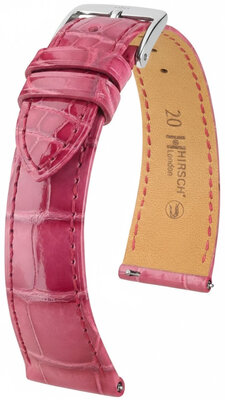 Correa de cuero Hirsch London L 04207024-2, rosa, piel de aligátor, longitud L, Quick Release