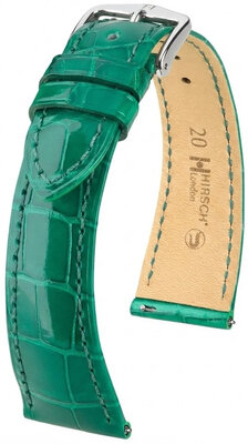 correa de cuero Hirsch London L 04207040-2, verde, piel de aligátor, longitud L, Quick Release